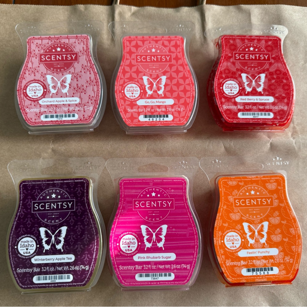 Scentsy Wax Collection in Red, Pink, and Orange